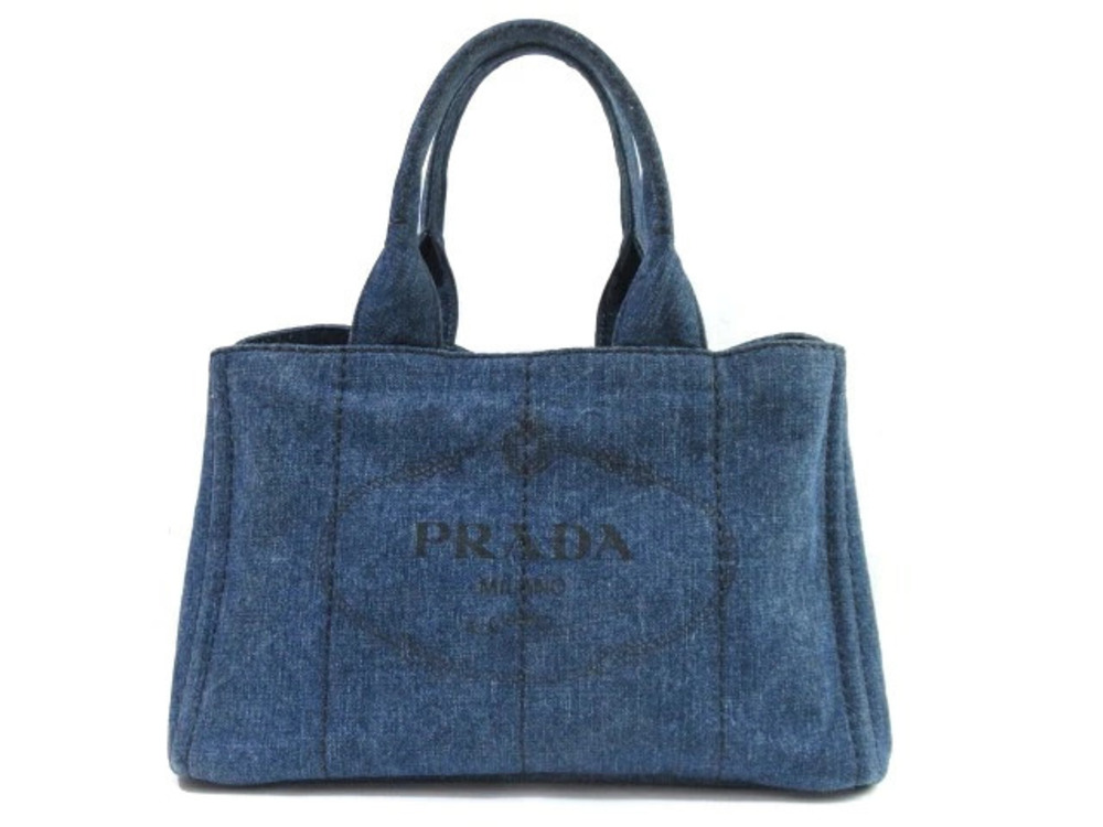 Prada Canapa Handbag Blue Denim